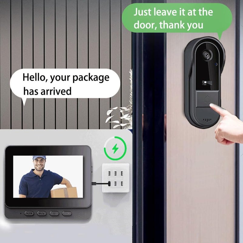 TKMARS Doorbell Camera Wireless No Subscription 1080P, Waterproof Door Bell Camera with Monitor Screen Free Storage NO WiFi and APP Needed, Video Intercom Two-Way Audio, 170° View Angle,Night Vision - Image 2